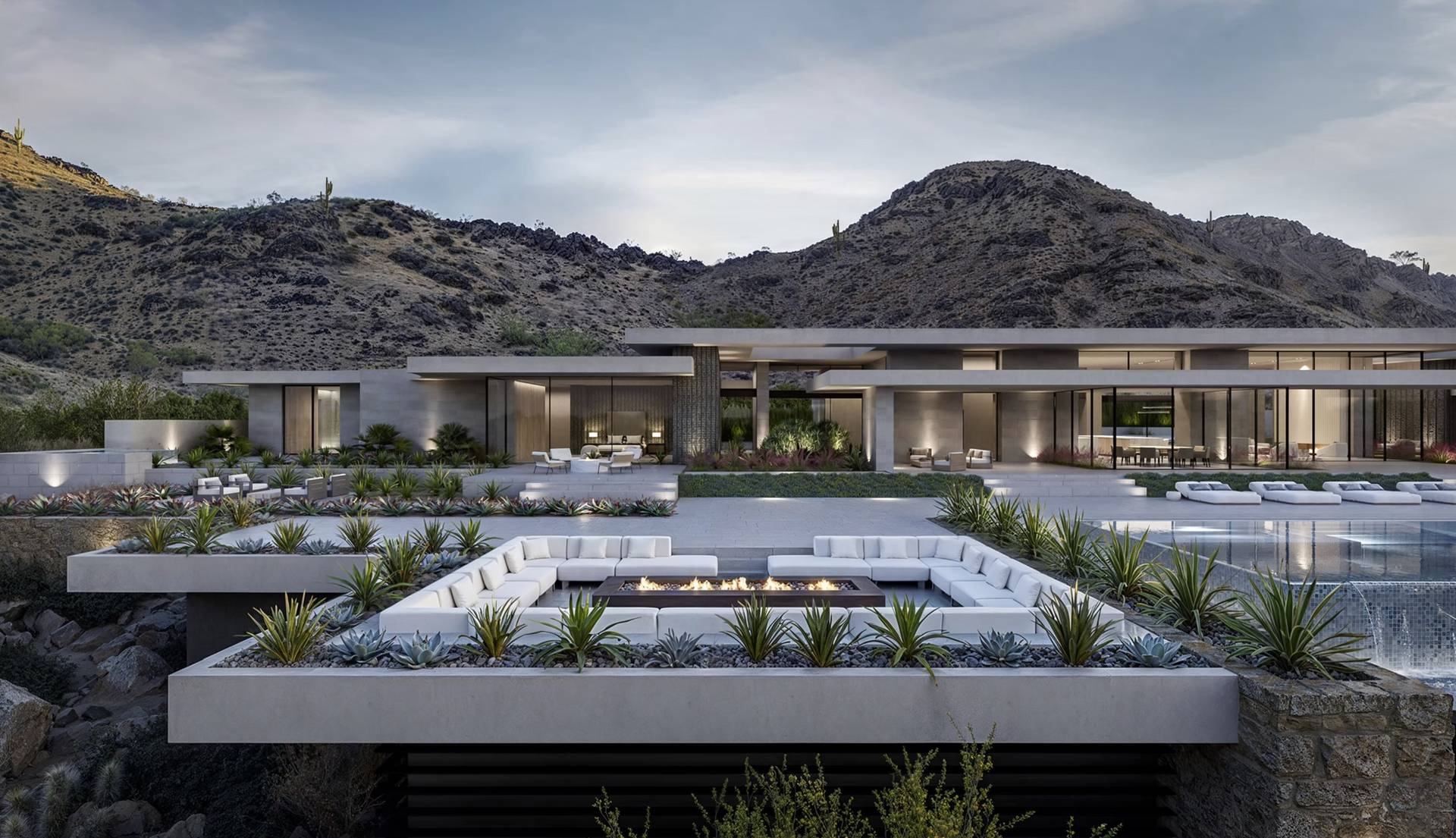 The Otium — terraces stepping down the hillside of the five-acre Paradise Valley estate