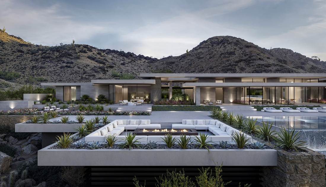 The Otium — terraces stepping down the hillside of the five-acre Paradise Valley estate